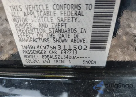 2025 Nissan Altima Sr Fwd from USA, damaged, VIN 1N4BL4CV7SN311502